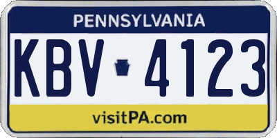 PA license plate KBV4123
