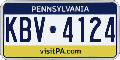 PA license plate KBV4124