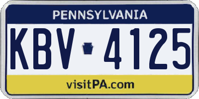 PA license plate KBV4125