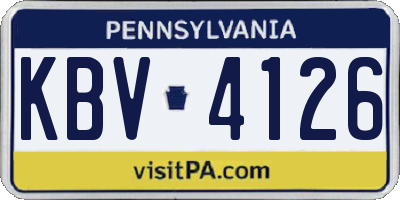 PA license plate KBV4126
