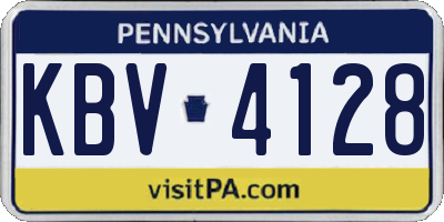 PA license plate KBV4128