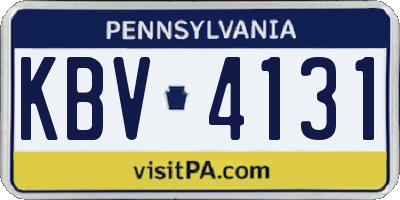 PA license plate KBV4131