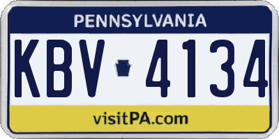 PA license plate KBV4134