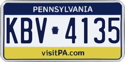 PA license plate KBV4135