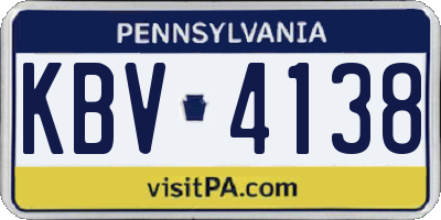PA license plate KBV4138