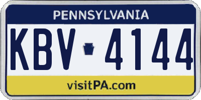 PA license plate KBV4144