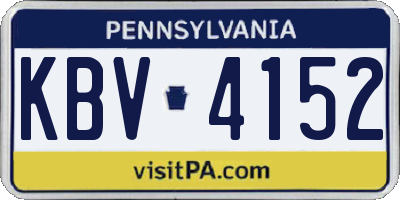 PA license plate KBV4152