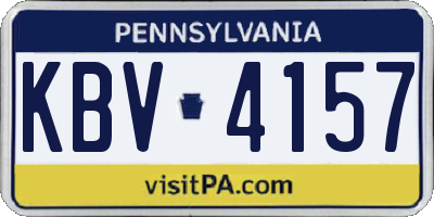 PA license plate KBV4157