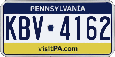 PA license plate KBV4162
