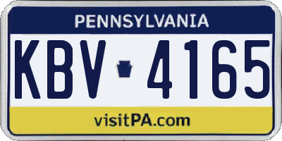PA license plate KBV4165