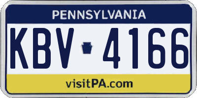 PA license plate KBV4166