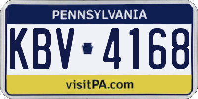 PA license plate KBV4168