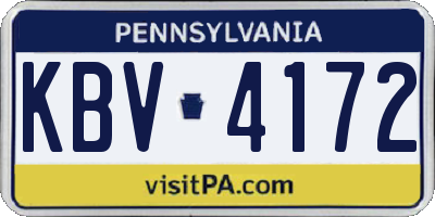 PA license plate KBV4172