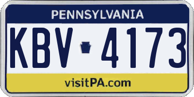 PA license plate KBV4173