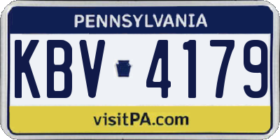 PA license plate KBV4179