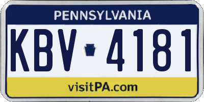 PA license plate KBV4181