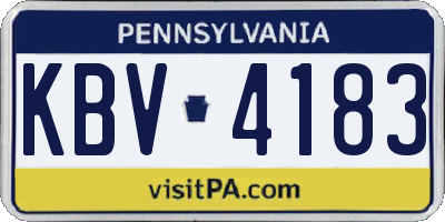 PA license plate KBV4183