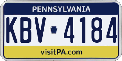 PA license plate KBV4184