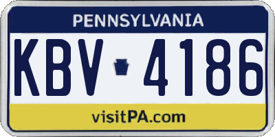 PA license plate KBV4186