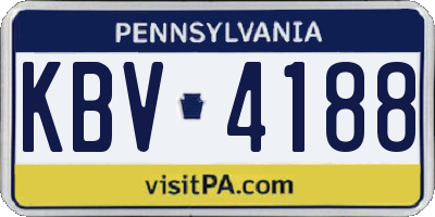 PA license plate KBV4188