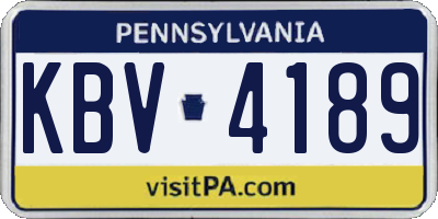 PA license plate KBV4189
