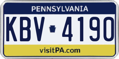 PA license plate KBV4190