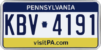 PA license plate KBV4191