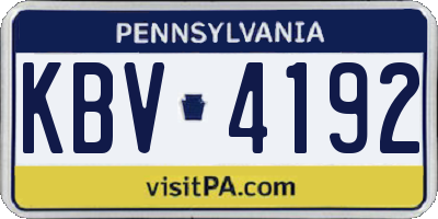 PA license plate KBV4192