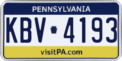 PA license plate KBV4193