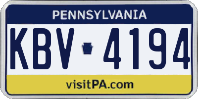 PA license plate KBV4194