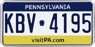 PA license plate KBV4195