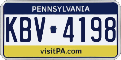 PA license plate KBV4198