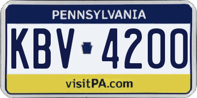 PA license plate KBV4200