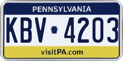 PA license plate KBV4203