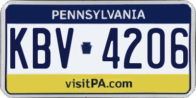 PA license plate KBV4206