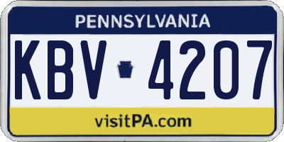 PA license plate KBV4207