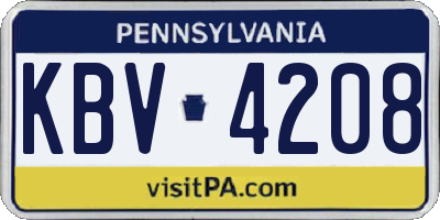 PA license plate KBV4208