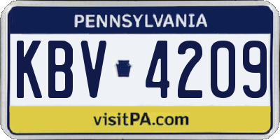 PA license plate KBV4209