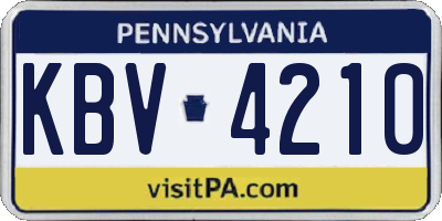 PA license plate KBV4210