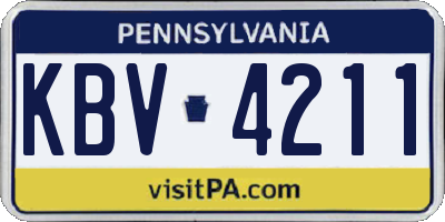 PA license plate KBV4211