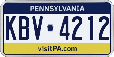 PA license plate KBV4212