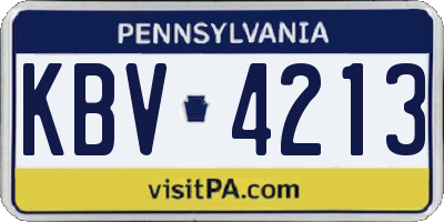 PA license plate KBV4213