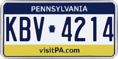 PA license plate KBV4214