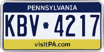 PA license plate KBV4217