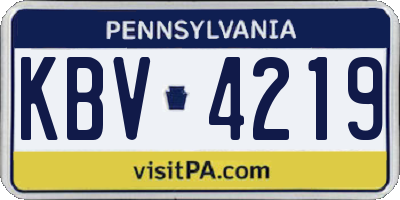 PA license plate KBV4219