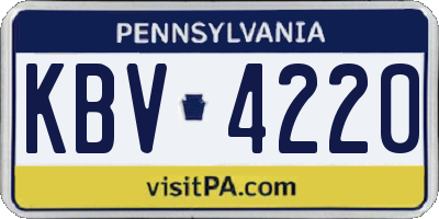 PA license plate KBV4220