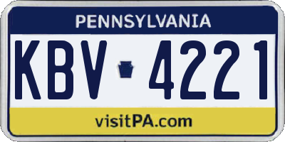 PA license plate KBV4221
