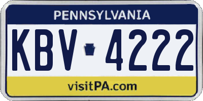 PA license plate KBV4222