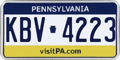 PA license plate KBV4223
