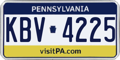 PA license plate KBV4225